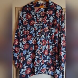 Ruby Rd. Floral Blouse - Red and Blue